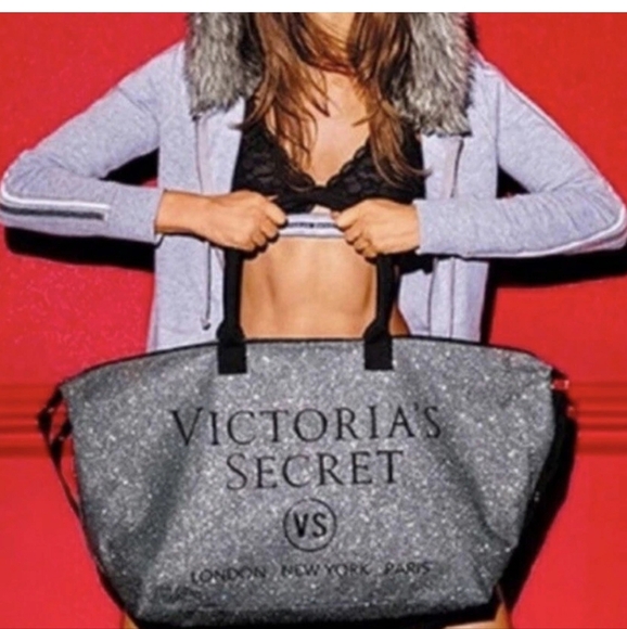 Victoria's Secret Handbags - Victoria’s Secret PINK Weekender silver glitter Duffle Bag